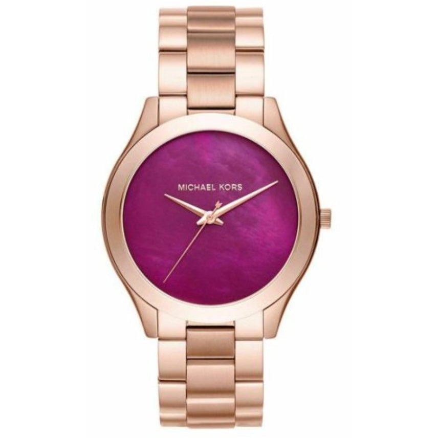 Michael Kors Ladies Slim Runway Rose Gold Plum Watch - MK3550